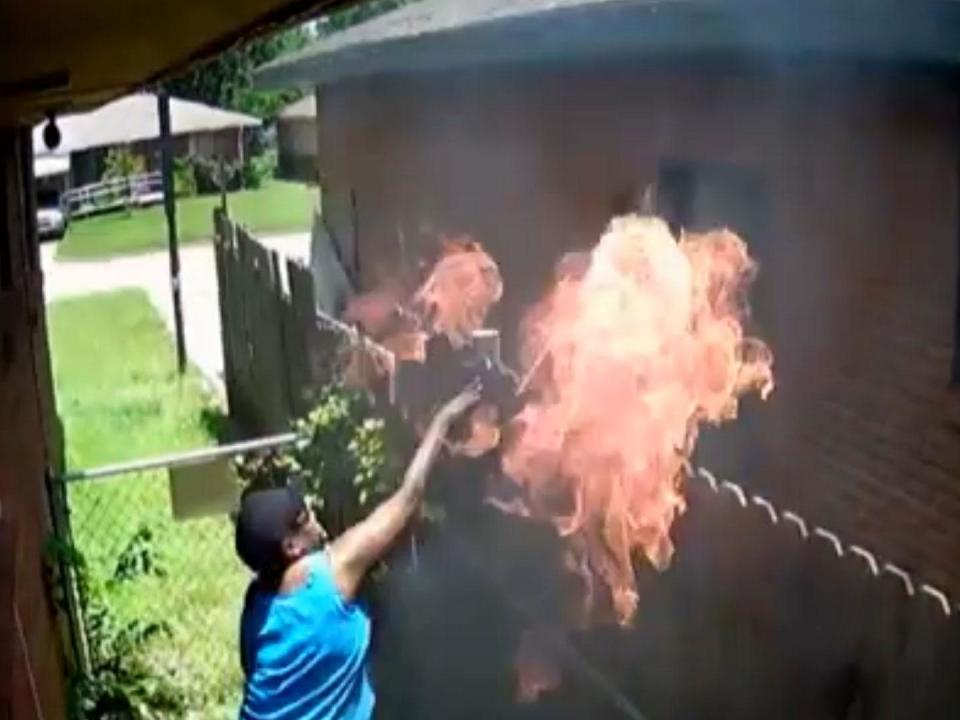 An Oklahoma woman was arrested after being caught on camera firing gunshots and throwing a lit towel into her next door neighbour's home. Firefighters were called to the burning property in Del City on June 10th, responding to 911 calls that reported flames coming from the garage door.Having contained the blaze, fire investigators learned there was an ongoing conflict between the owner of the burnt home and the next door neighbour, Annie Durham, 59.Shocking footage of the incident was captured on CCTV, showing Durham firing two shots into the side of the home before throwing a flaming object into the door, setting the house ablaze.The video released by the Del City Fire Department came from the accused woman’s own surveillance camera.According to the fire department, Durham was initially resistant to giving up the footage, claiming the camera had not been switched on.However, it was eventually obtained with the help of the City Police Department’s Computer Forensic Division.Durham was arrested on Monday June 17 and is charged with second degree arson and discharge of a firearm into a dwelling.