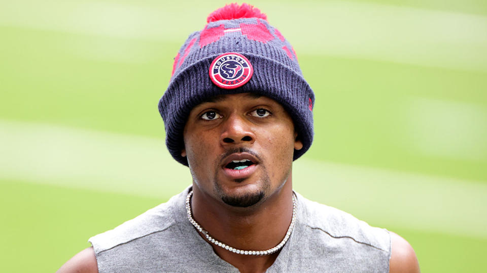 Seen here, Texans quarterback Deshaun Watson is at the centre of numerous sexual assault allegations.