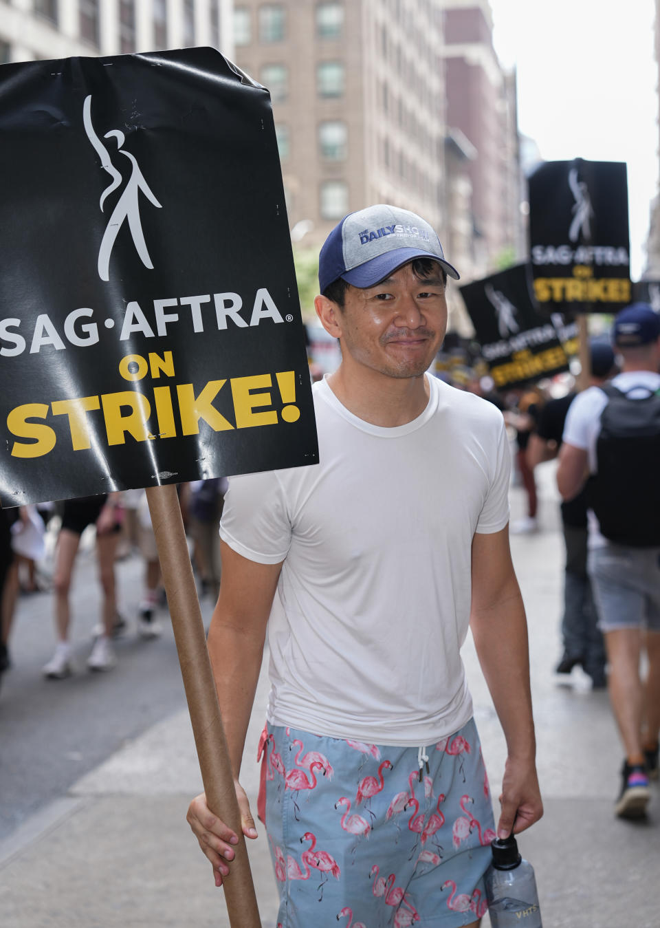 Ronny Chieng joins the picket line as the SAG-AFTRA Actors Union Strike continues in front of Netflix in New York City. Photo by John Nacion/Getty Images