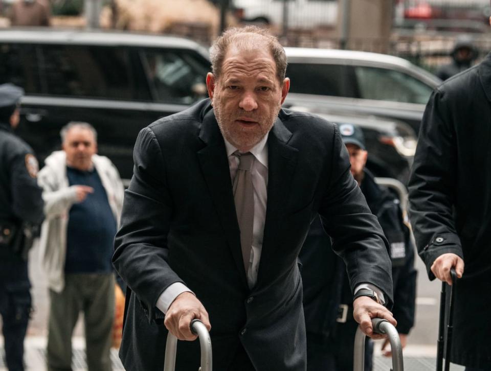 <div class="inline-image__caption"><p>Harvey Weinstein entered the New York City Criminal Court on January 13, 2020 in New York City. Weinstein, a once-powerful movie producer whose alleged sexual misconduct helped spark the #MeToo movement, pleaded not-guilty on five counts of rape and sexual assault against two unnamed women. He was convicted of first-degree criminal sexual act and third-degree rape and sentenced to 23 years in prison.</p></div> <div class="inline-image__credit">Scott Heins/Getty</div>