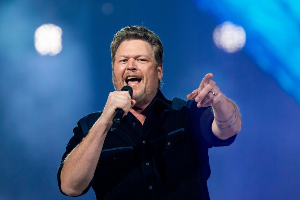 Blake Shelton performs on his Back to the Honky Tonk Tour at the Paycom Center, Friday, March 17, 2023.