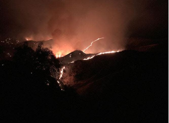 The Bruder Fire had burned 100 acres in Redlands after igniting Wednesday, Oct. 14, 2020.