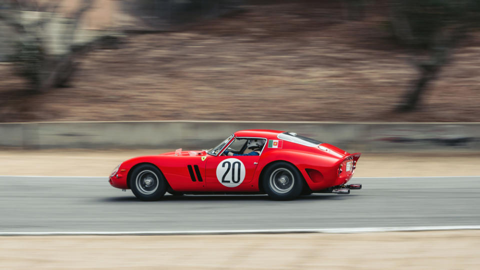 Jeff O'Neill behind the wheel of a 1962 Ferrari 250 GTO during the 2022 Velocity Invitational.