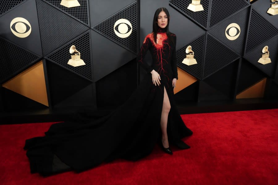 Caroline Polachek arrives at the 66th annual Grammy Awards on Sunday, Feb. 4, 2024, in Los Angeles. (Photo by Jordan Strauss/Invision/AP)