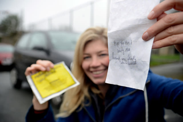 Traffic warden leaves woman late for dinner lovely note