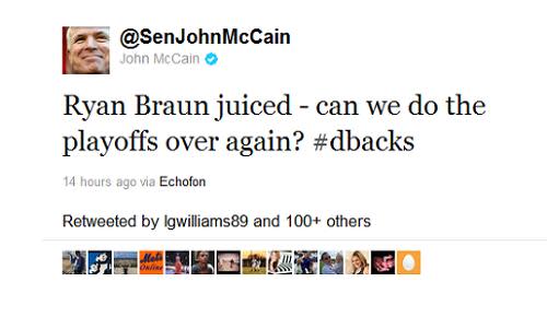 John McCain jokes about Ryan Braun's positive drug test