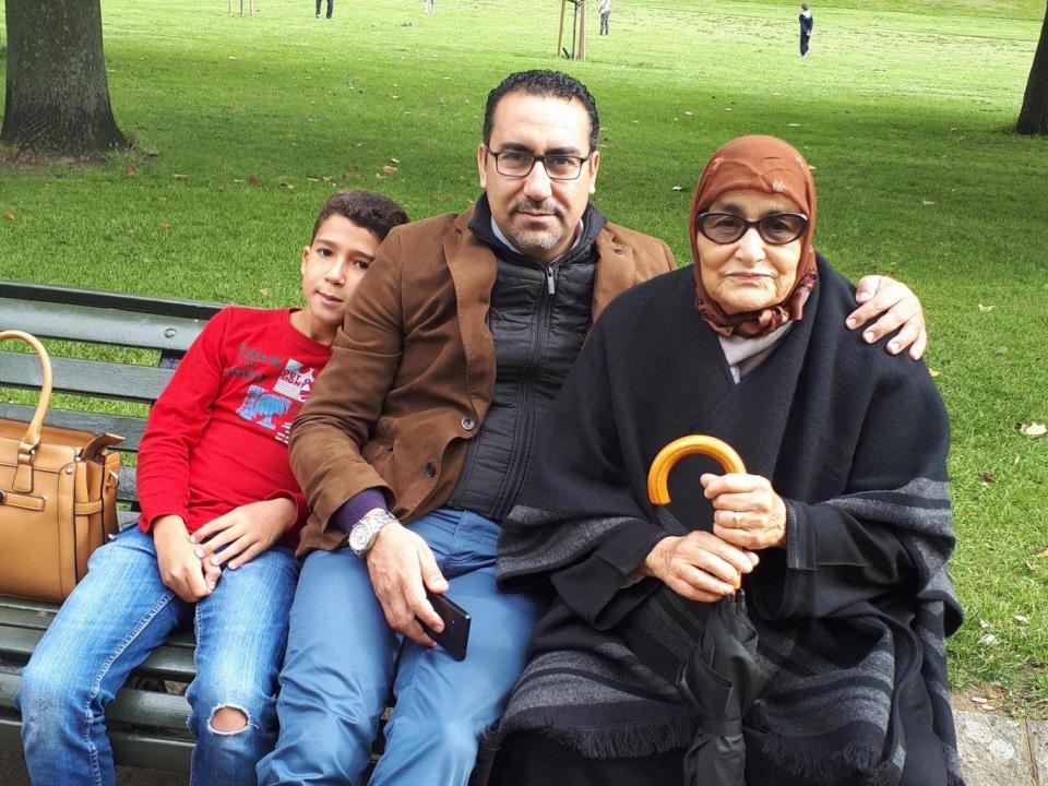 Karim Khalloufi pictured with his mother Zohra Rabbae and son Ali in London’s Hyde Park in September (Karim Khalloufi)