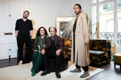 Kenzo with his design team in his Paris studio