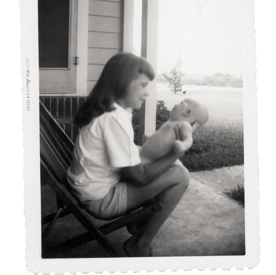 Janis with her newborn baby brother, Michael Ross. 1953