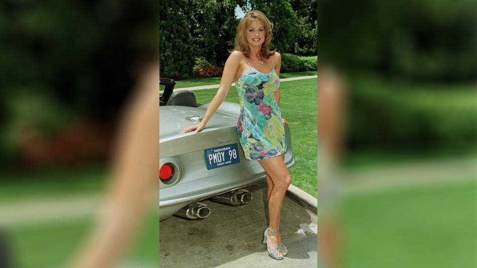 PHOTO: In this undate file photo, Playboy Playmate of the Year Karen McDougal poses with her new Shelby series Mustang which she received at ceremonies held at the Playboy Mansion in Beverly Hills, Calif. (Stringer/Reuters, FILE)