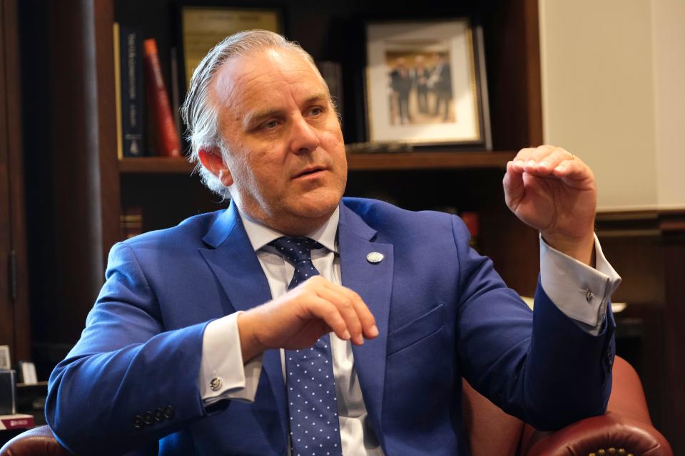 Senate President Pro Tem Greg Treat speaks with The Oklahoman after the Senate voted Monday to renew state-tribal tobacco tax and vehicle registration compacts through 2024.