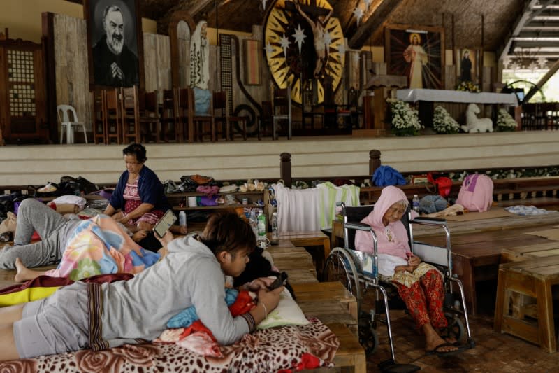 Residents affected by the Taal Volcano eruption rest in Padre Pio Shrine