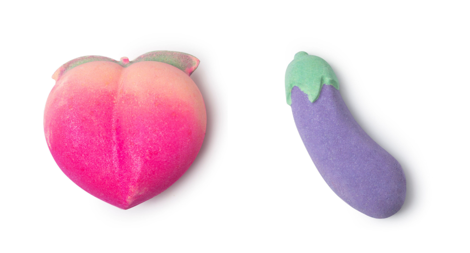 Lush Bath Bombs in Peachy and Eggplant