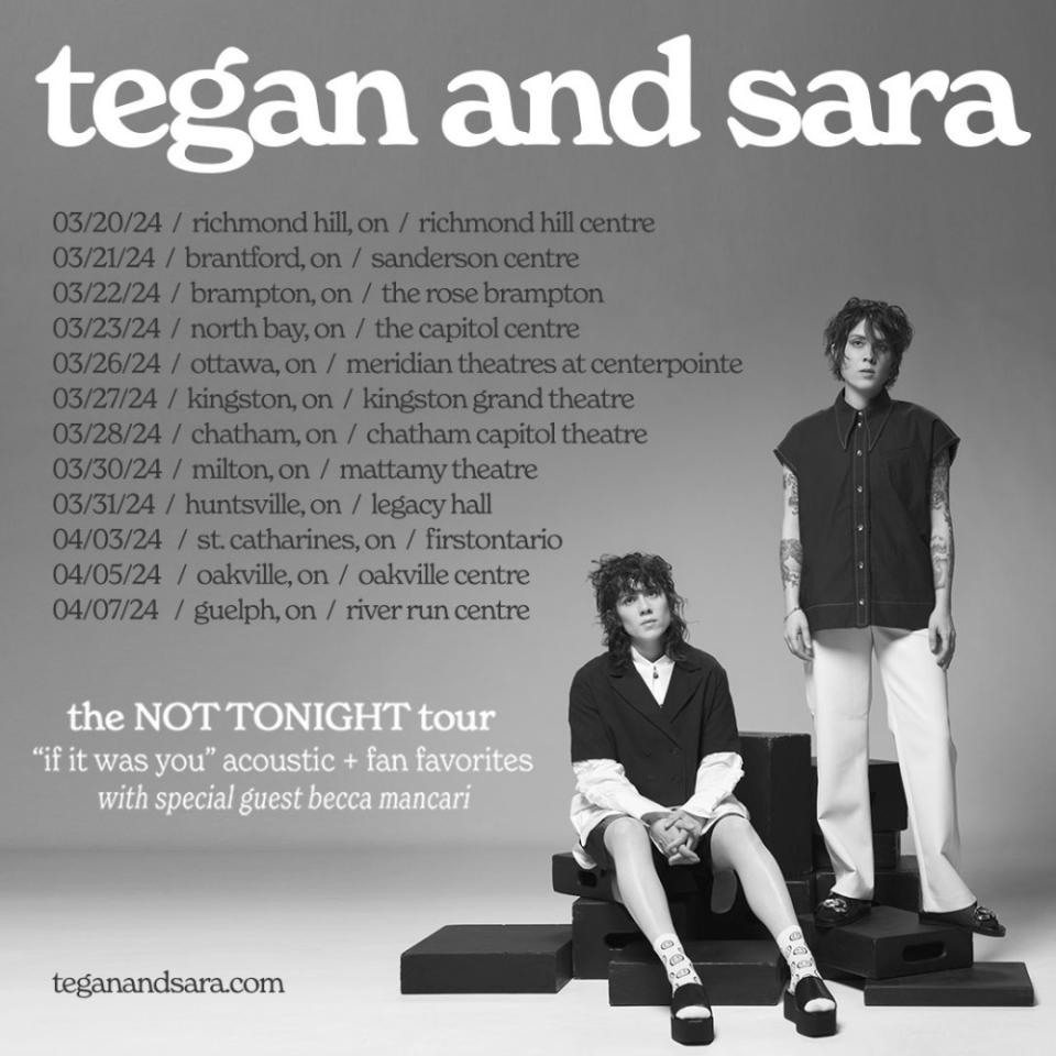 Tegan and Sara 2024 Ontario tour acoustic tickets If It Was You