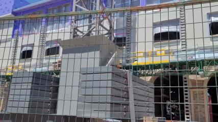 See Jones AT&T Stadium south end zone building's exterior during construction