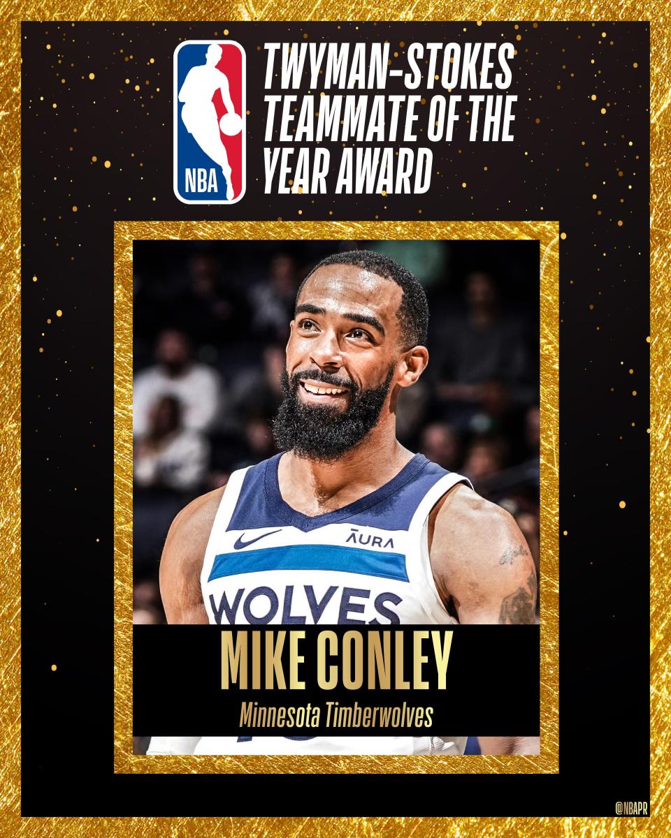 Mike Conley獲選最佳隊友獎。（取自NBA Communications X）
