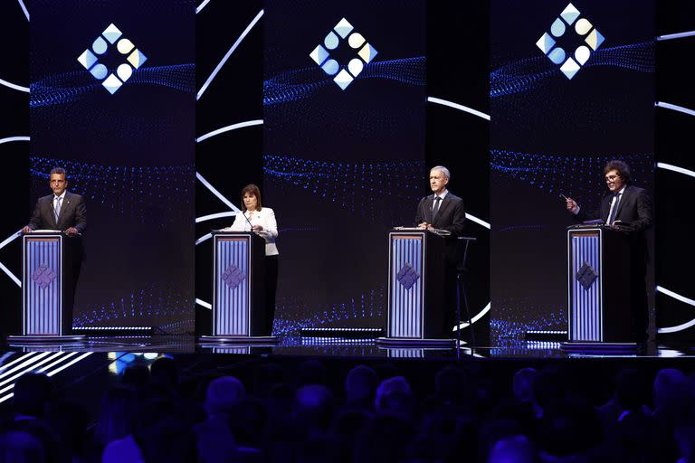 Javier Milei, Patricia Bullrich, Sergio Massa, Myriam Bregman y Juan Schiaretti participaron en el debate presidencial este domingo