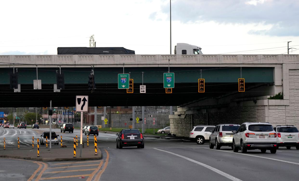 Traffic signals were out on Mitchell Avenue at Interstate 75 after thunderstorms hit the Greater Cincinnati area Tuesday.