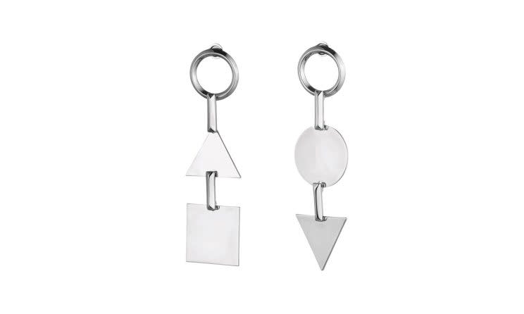 Eddie Borgo Mismatched Token Earrings Silver, $235, <a href="http://www.eddieborgo.com/jewelry/earrings/mismatched-token-earrings-silver" rel="nofollow noopener" target="_blank" data-ylk="slk:eddieborgo.com;elm:context_link;itc:0;sec:content-canvas" class="link ">eddieborgo.com</a>