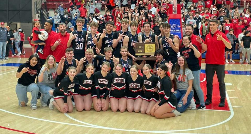 First-year coach Garrett Roth helped the Hesston boys basketball team pull off a 3-peat state championship run by winning the 3A title this season.