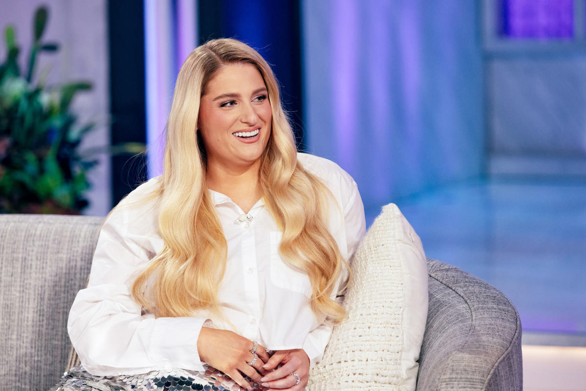 Watch: Meghan Trainor performs, shows off son Riley on 'Late Late Show' 