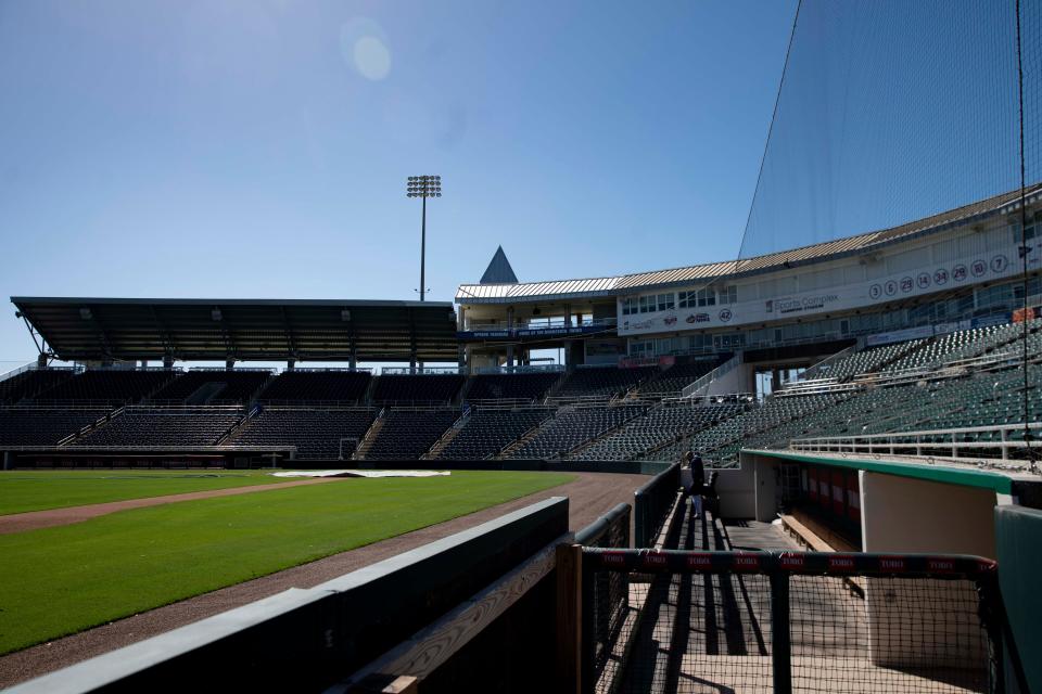 Minnesota Twins players and staff report for the first day of spring training, Sunday, March 13, 2022, at Hammond Stadium in Fort Myers, Fla.