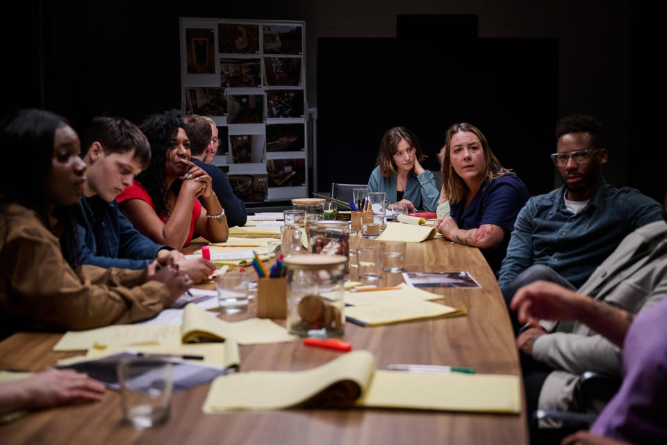 Pictured (L-R): Lorell, Ollie, Sonia, Adam, William, Emily, Jodie, Junior(Rob Parfitt / Channel 4)