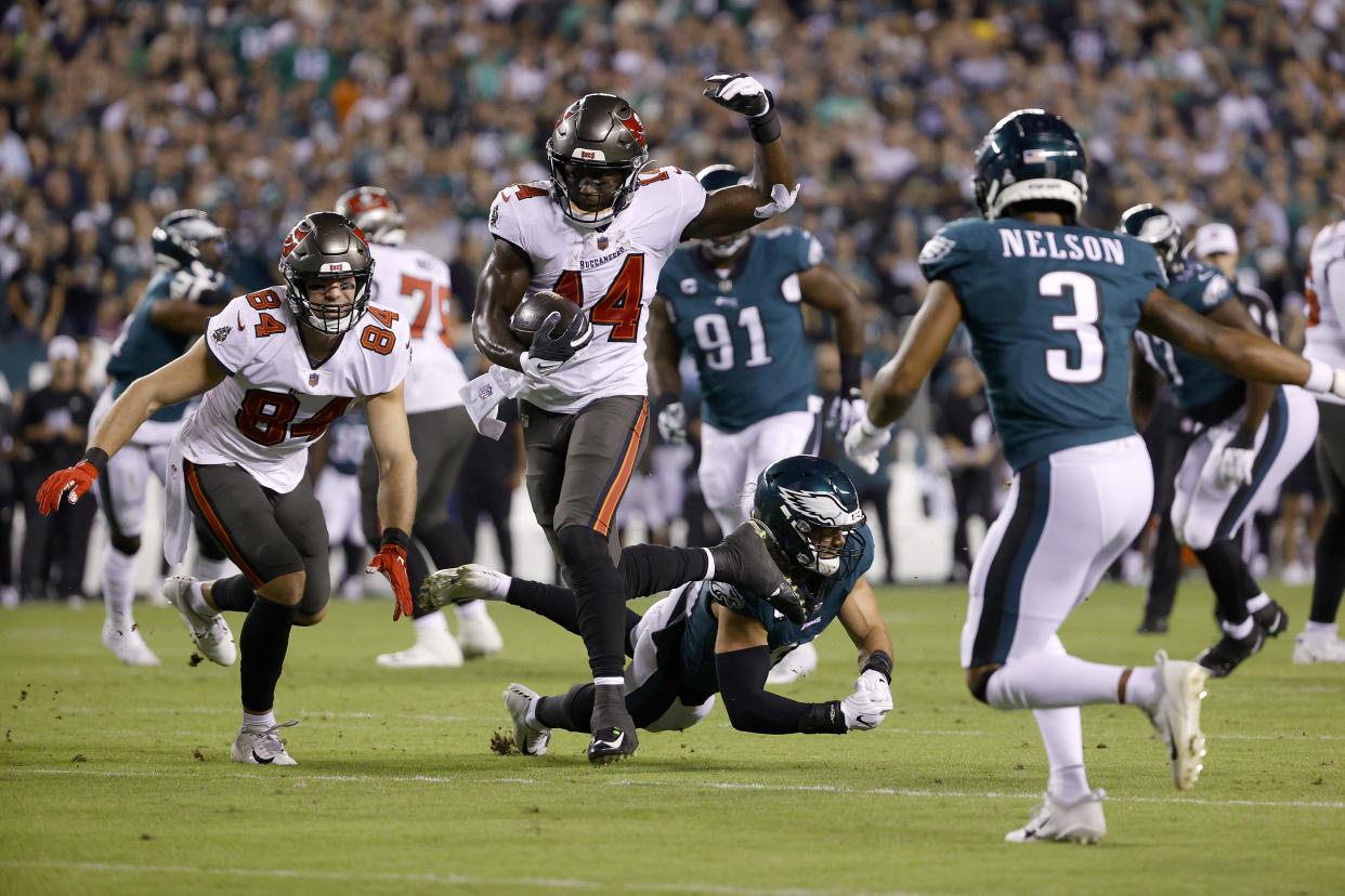 Wide receiver Chris Godwin and the Buccaneers held on to a win over the Eagles. (Photo by Tim Nwachukwu/Getty Images)