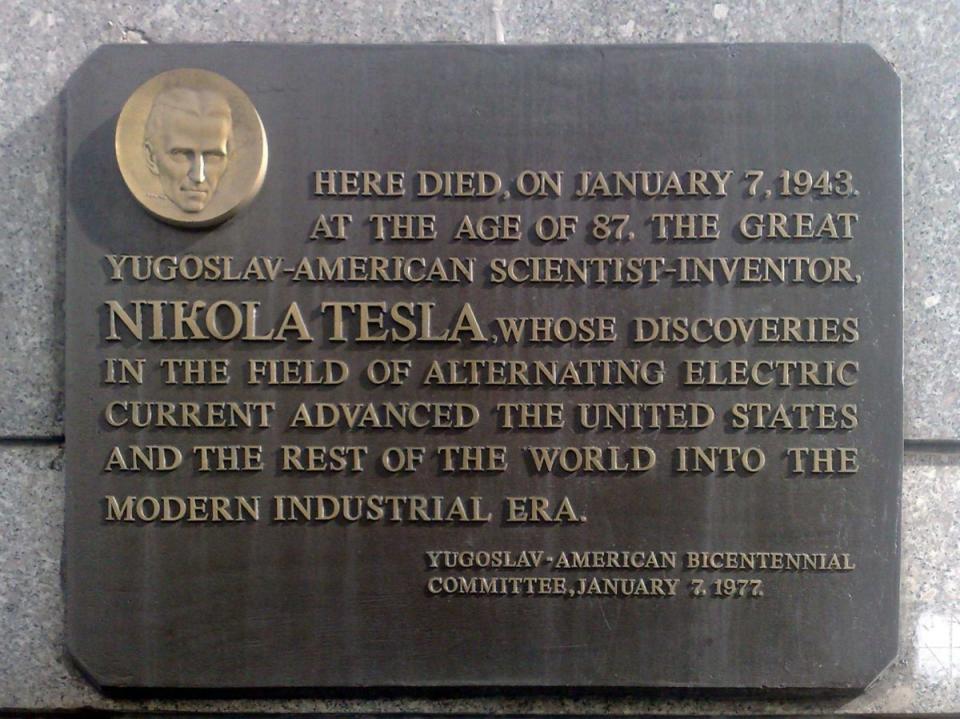 nikola tesla plaque