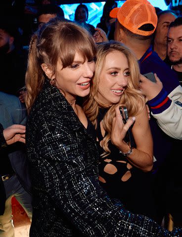 <p>Mike Kirschbaum</p> Taylor Swift and Brittany Mahomes Share Friendly Embrace at XS Nightclub inside Wynn Las Vegas on Feb. 11