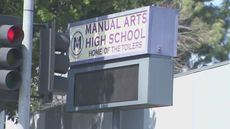 Manual Arts High School in the Vermont Square neighborhood of South Los Angeles. (KTLA)