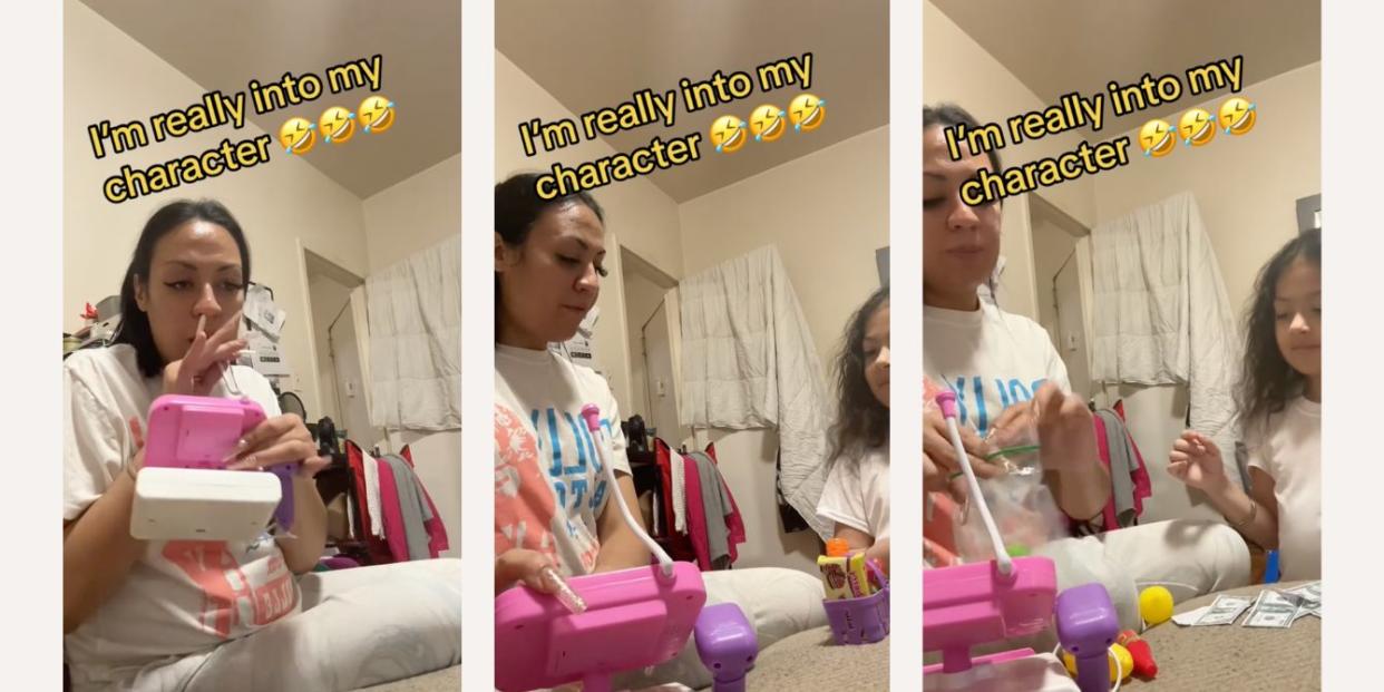 Mom gets really into her cashier character on TikTok