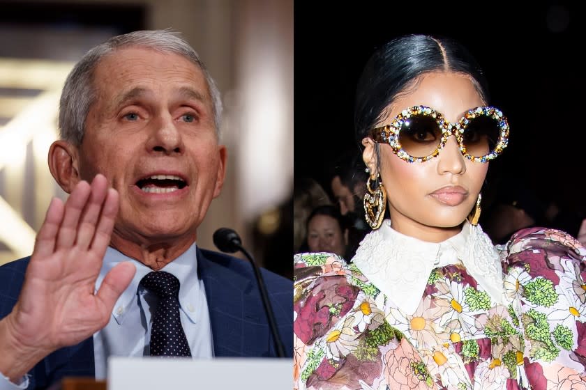 Anthony Fauci, left, and Nicki Minaj