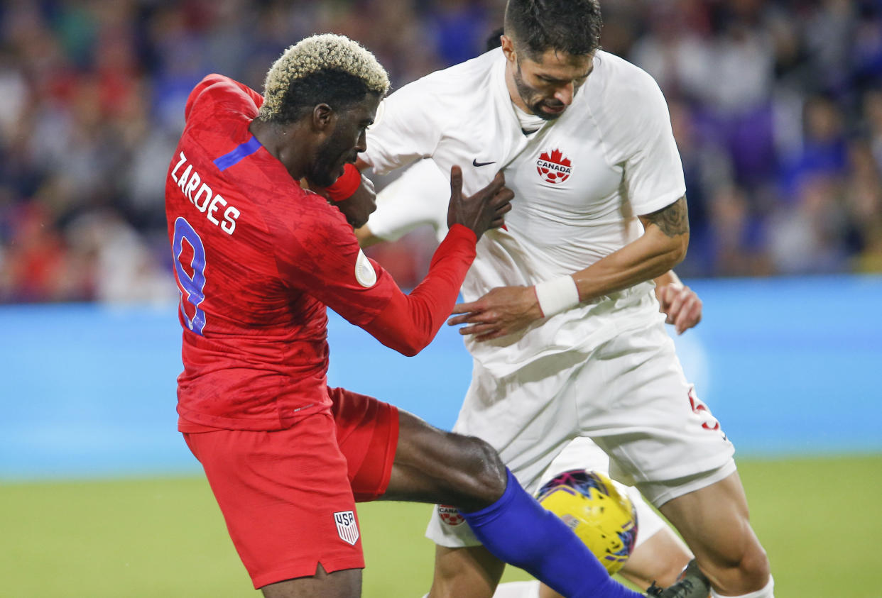 Gyasi Zardes (left) and the USMNT have had their ups the past couple years, but never without notable lulls too. (Reinhold Matay-USA TODAY Sports)