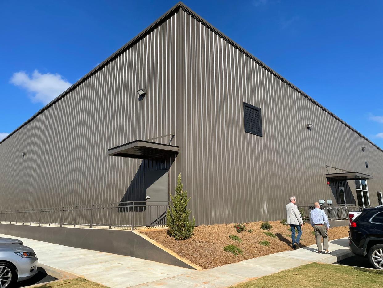 Visitors tour the 14,600-square-foot soundstage at Athena Studios campus in Athens, Georgia on Nov. 4, 2022. The studio has provided the space to the University of Georgia and the Georgia Film Academy for its students' exclusive use.