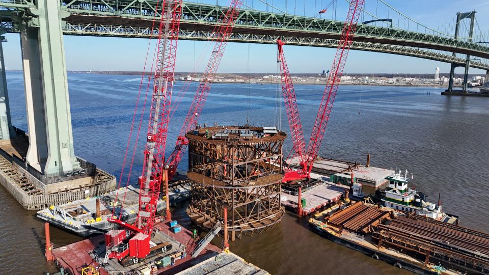 The Delaware River and Bay Authority is constructing a new Ship Collision Protection System for the Delaware Memorial Bridge.