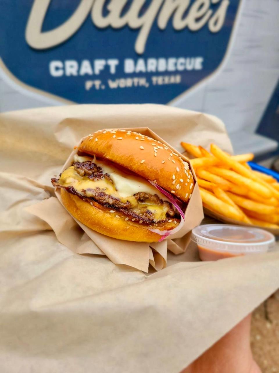 A brisket double cheeseburger at Dayne’s Craft Barbecue in Fort Worth. Handout photo