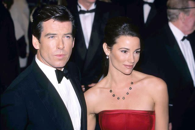<p>Fred Duval/FilmMagic</p> Pierce Brosnan and Keely Shaye Smith in 1995
