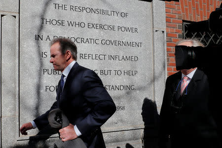 Gordon Ernst, Georgetown University's former head tennis coach facing charges in a nationwide college admissions cheating scheme, leaves the federal courthouse in Boston, Massachusetts, U.S., March 25, 2019. REUTERS/Brian Snyder