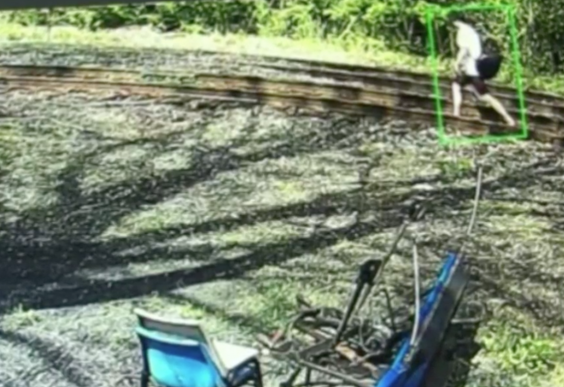 Security camera footage of a person believed to be Peter Manfredonia, spotted on train tracks near East Stroudsberg, Pennsylvania (Fox 61)