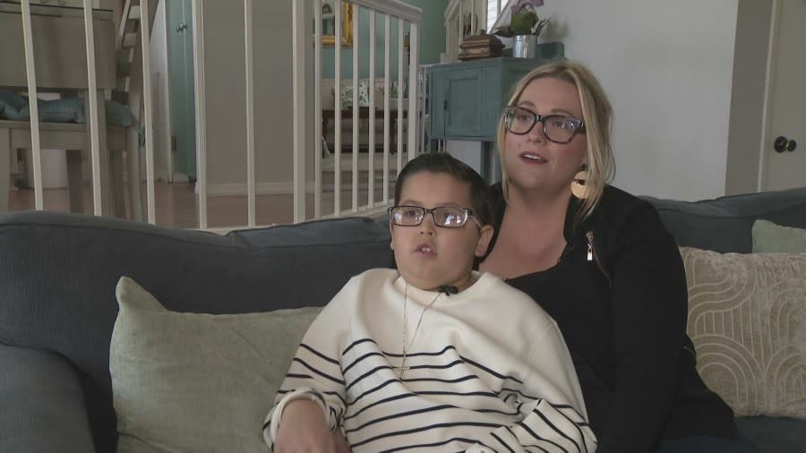 Sebastian Guerra, 10, has been diagnosed with a rare brain cancer. He and his mother spoke with KTLA on May 5, 2024. (KTLA)