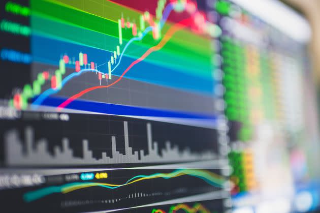 Display of Chart and graph data background going to bullmarket after Recession Industrial Sector From Coronavirus ,Covid-19 (Photo: TERADAT SANTIVIVUT via Getty Images)