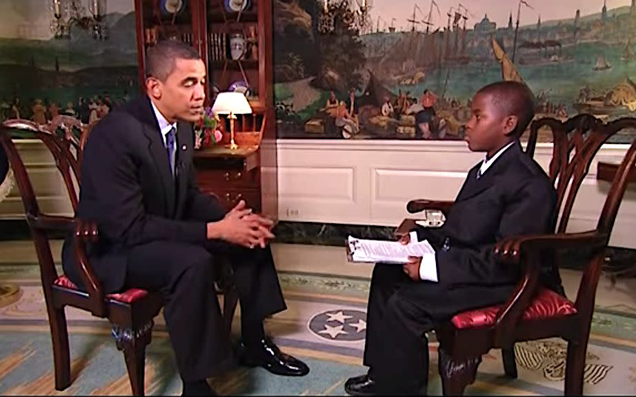 Damon Weaver, 11, quizzes President Obama in 2009. (Photo: Screen Shot/YouTube.com/CanalPointKECTV)