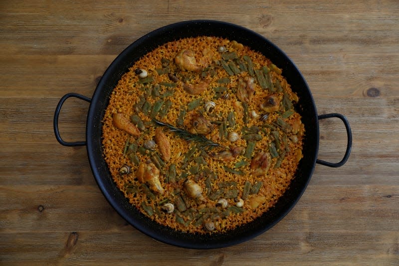 A pan of paella