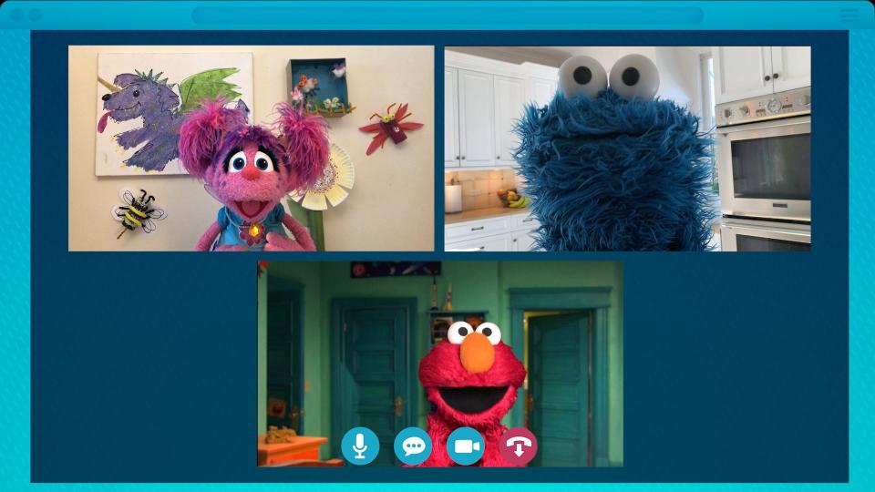 Rosita, left, Elmo and Cookie Monster in a COVID-19-themed segment from "Sesame Street: Elmo's Playdate" earlier this year.