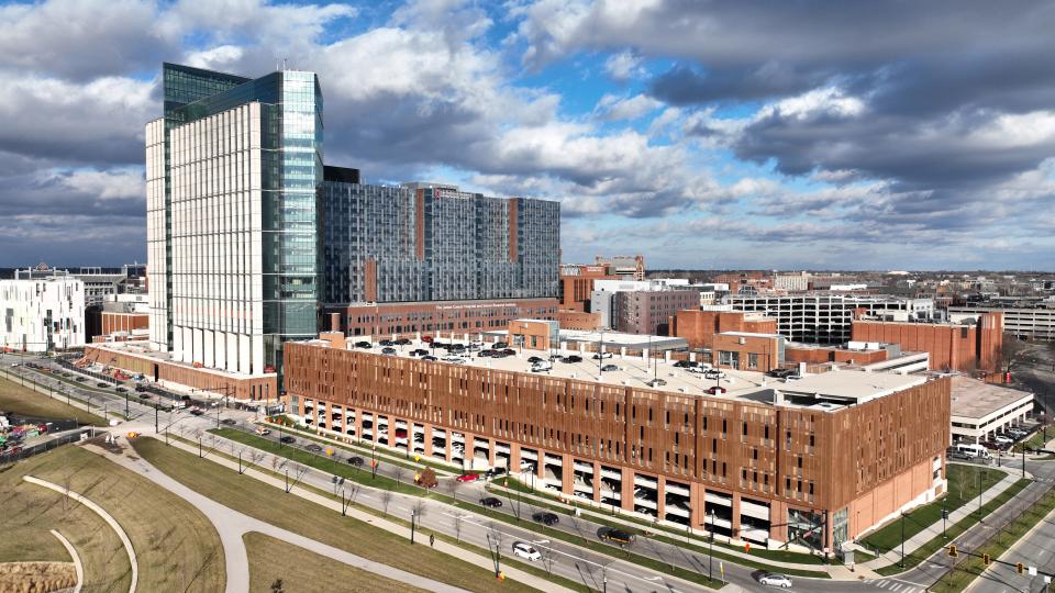Work continues on the Wexner Medical Center's new Inpatient Hospital project. The 1.9 million-square-foot, 26-story inpatient tower is the single-largest construction project in Ohio State's history. The bed tower is slated to open in early 2026.