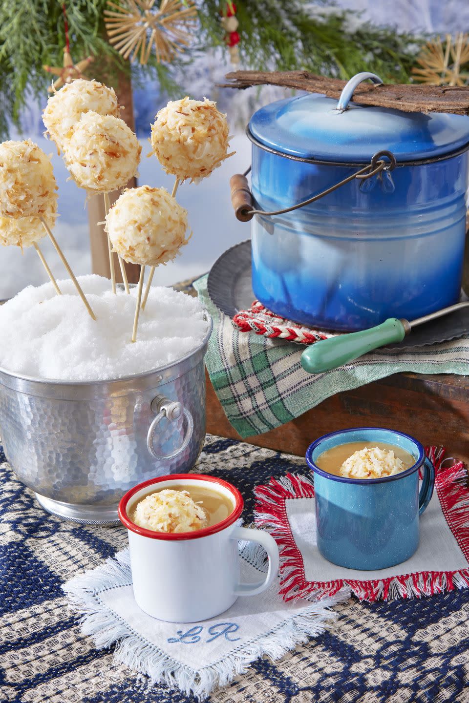 Hot Buttered Rum with Coconut-Vanilla Ice-Cream Balls