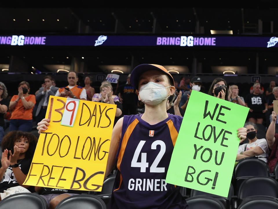 Fans rally for Brittney Griner's return.