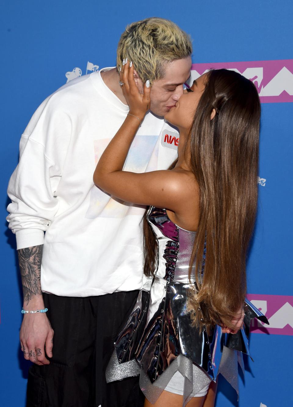 Pete Davidson shares a smooch with megastar and Boca Raton native Ariana Grande at the MTV Video Music Awards at Radio City Music Hall in 2018. The pair dated for much of 2018 and were even briefly engaged.