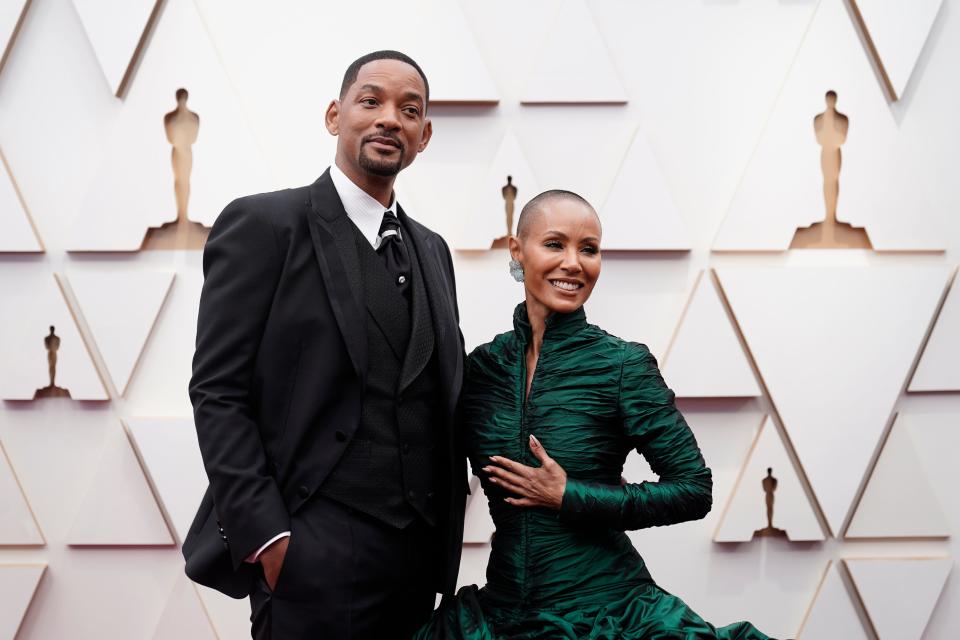 Will Smith and Jada Pinkett Smith arrive at the Oscars in 2022 in Los Angeles.